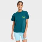 Doe. Women's Maui Boyfriend Short Sleeve Graphic T-shirt - Teal Blue
