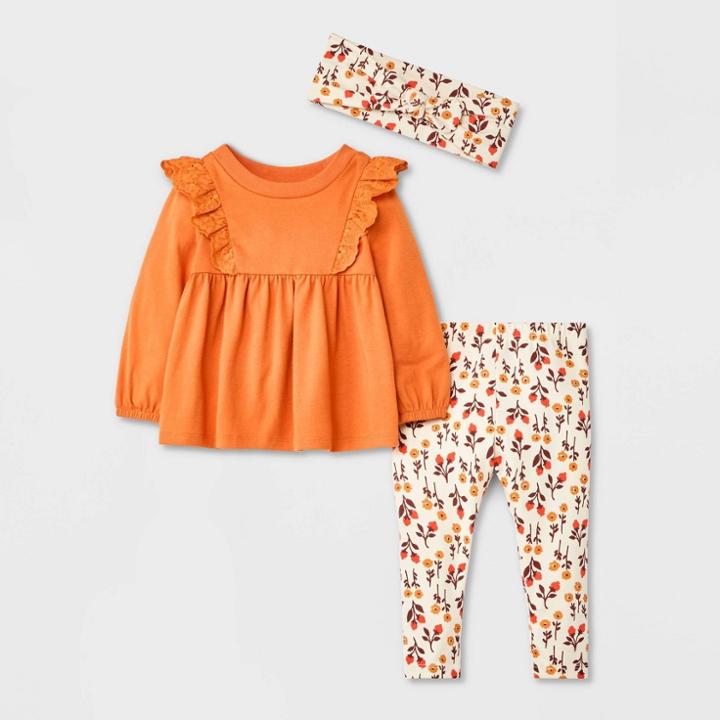 Baby Girls' Tunic Set With Headband - Cat & Jack Orange Newborn