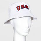 Mighty Fine Adult Usa Bucket Cap - White