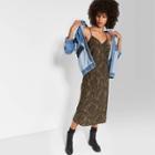 Women's Camo Print Sleeveless V-neck Midi Slip Dress - Wild Fable Olive Xs, Women's, Green