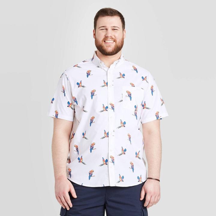 Men's Tall Standard Fit Short Sleeve Button-down Shirt - Goodfellow & Co Light Cream Mt, Men's,