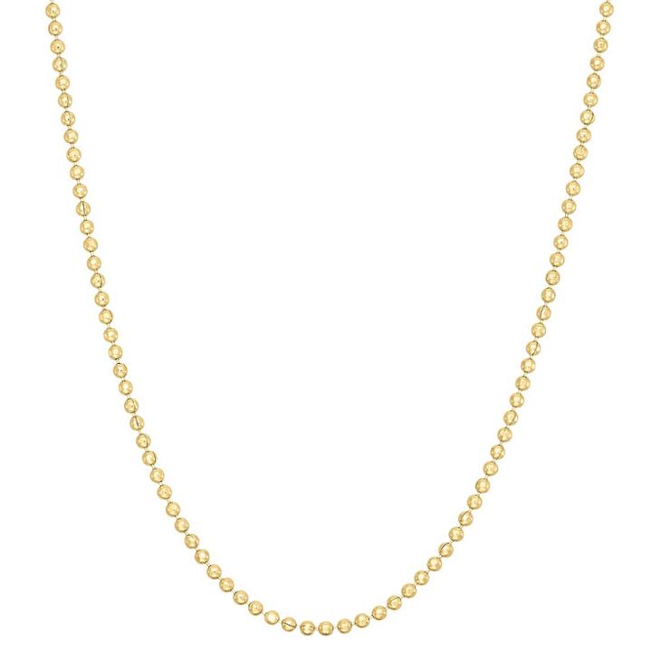 Tiara Gold Over Silver 24 Diamond-cut Ball Chain Necklace, Size: 24 Inch, Yellow