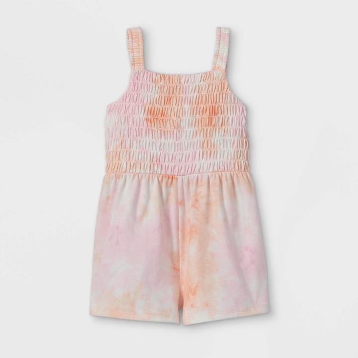 Toddler Girls' Smocked Tank Romper - Art Class Pink/orange