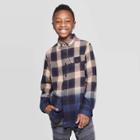 Boys' Long Sleeve Dip Dye Flannel Button-down Shirt - Art Class Navy S, Boy's, Size:
