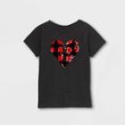 Girls' Short Sleeve 'buffalo Plaid Heart' Flip Sequin T-shirt - Cat & Jack Black
