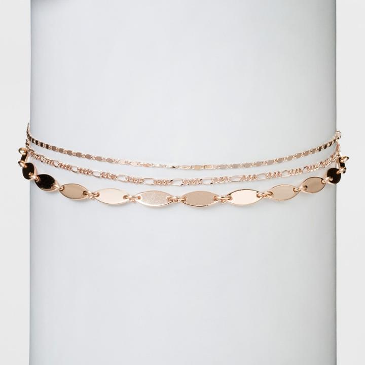 Target 3 Chain Choker Necklace - Rose Gold