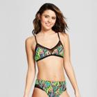 Women's Mesh Inset Bralette Bikini Top - Xhilaration Neon Tropical Xl, Size: Medium,