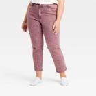 Women's Plus Size High-rise Slim Straight Cropped Jeans - Universal Thread Pink