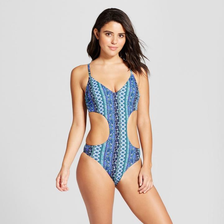 Women's Cutout One Piece - Xhilaration Floral Stripe
