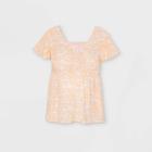 Maternity Floral Print Flutter Short Sleeve Woven Blouse - Isabel Maternity By Ingrid & Isabel Coral