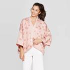 Target Women's Floral Double Layer Cropped Ruana - A New Day Smoked Pink