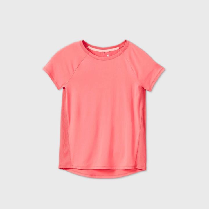 All In Motion Girls' Pin-tuck Back Short Sleeve Performance T-shirt - All In