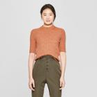 Women's Short Sleeve Shrunken Elbow Crew Sweater- Who What Wear Yellow