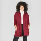 Women's Open Knit Cardigan - A New Day Burgundy (red)