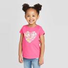 Petitetoddler Girls' Short Sleeve Floral Heart Graphic T-shirt - Cat & Jack Pink 12m, Toddler Girl's