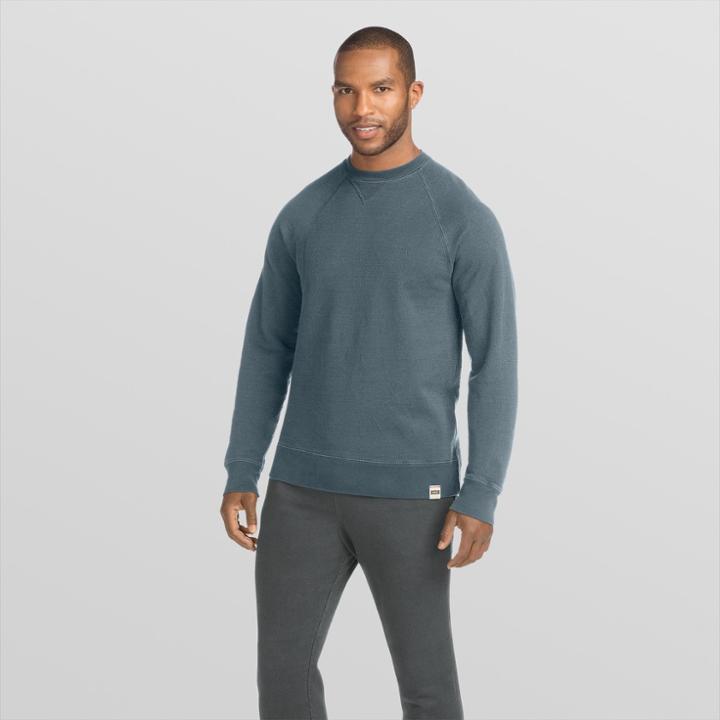 Hanes 1901 Men's V-notch Raglan Pullover Sweatshirt - Indigo Blue S, Size: Small, Blue Blue