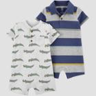 Baby Boys' 2pk Alligator Striped Romper Set - Just One You Made By Carter's Navy Newborn, Blue