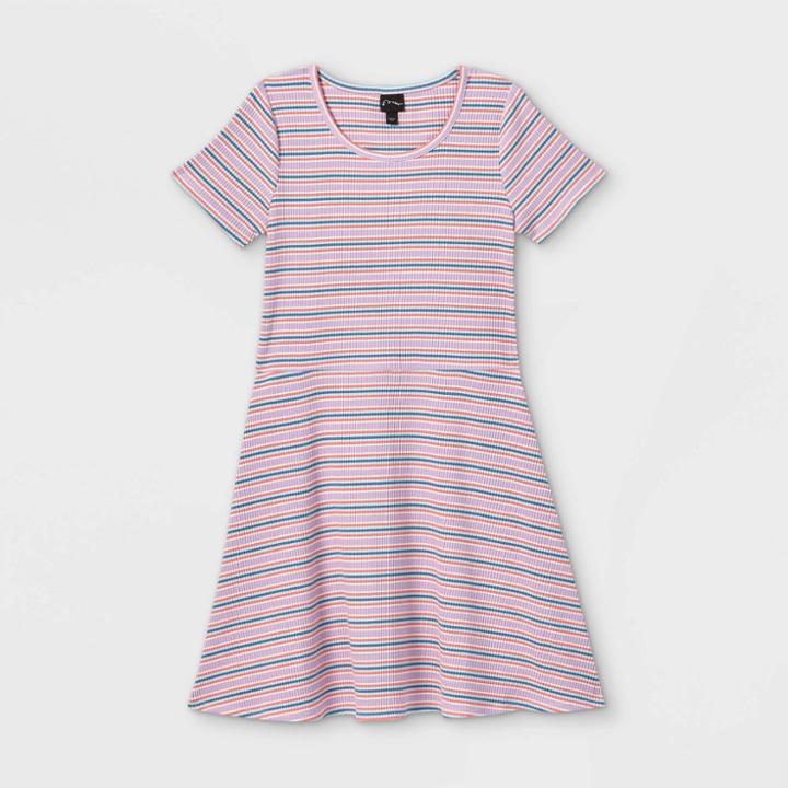 Girls' Skater Rib-knit Short Sleeve Dress - Art Class Xs,