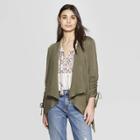 Women's Long Sleeve Drapey Open Jacket - Knox Rose Green