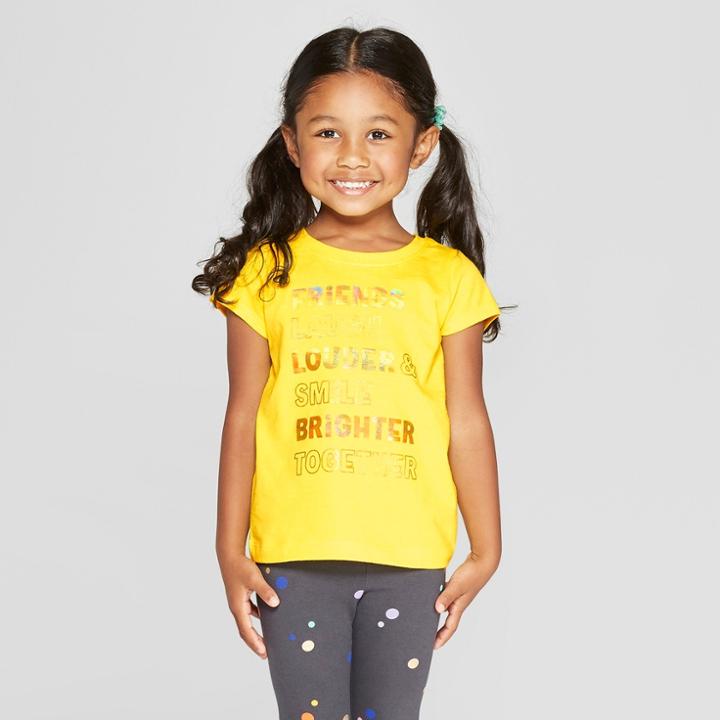 Toddler Girls' Short Sleeve 'friends Laugh Louder' Graphic T-shirt - Cat & Jack Yellow