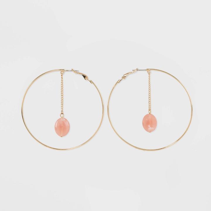 Acrylic Beaded Clutchless Hoop Earrings - A New Day Gold, Women's
