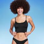 Women's Ribbed Longline Bralette Bikini Top - Wild Fable Black X
