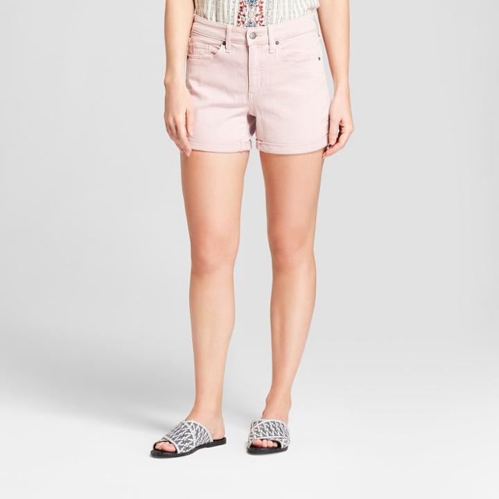 Women's High-rise Cuffed Hem Midi Jean Shorts - Universal Thread Pink