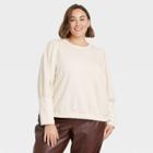 Women's Plus Size High Cuff French Terry Sweatshirt - A New Day Cream
