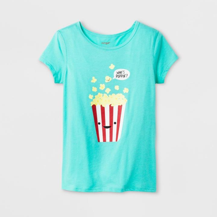 Girls' Adaptive Short Sleeve Popcorn Graphic T-shirt - Cat & Jack Green