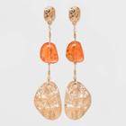 Textured Disc And Foil Flecked Bead Linear Earrings - A New Day Rust