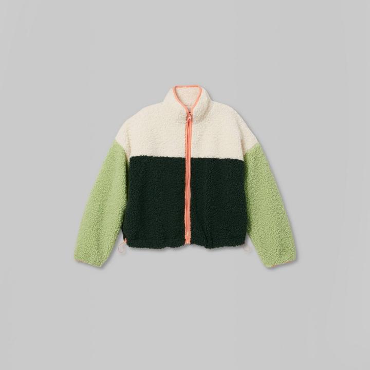 Full Zip Sherpa Jacket - Wild Fable Green Color Block