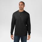 Dickies Men's Big & Tall Cotton Heavyweight Long Sleeve Pocket Henley Shirt- Black Xxxl
