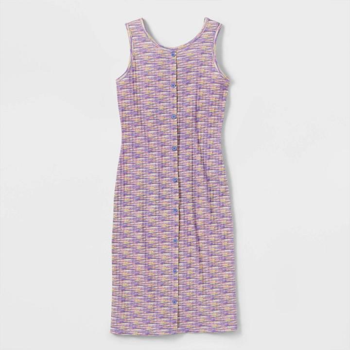 Girls' Button-front Sleeveless Midi Dress - Art Class Purple