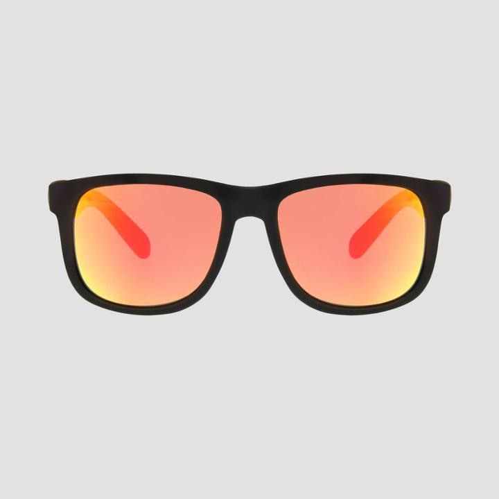 Men's Square Sunglasses With Mirrored Lenses - Original Use Black
