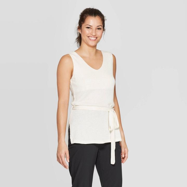 Women's Slim Fit Sleeveless V-neck Tank Top - A New Day Oatmeal Heather M, Women's, Size: Medium, Oatmeal Grey