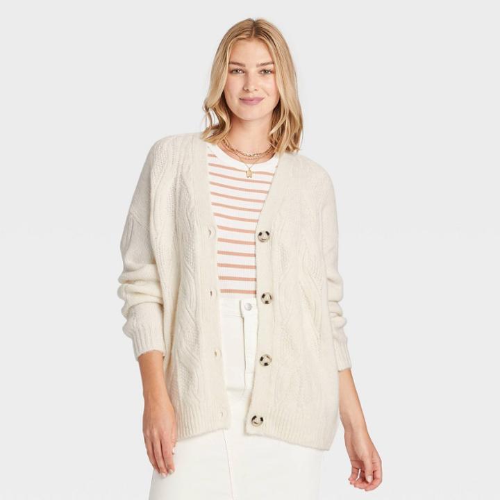 Women's Boyfriend Cardigan - A New Day Cream