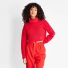 Women's Metallic Turtleneck Pullover Sweater - Future Collective With Kahlana Barfield Brown Red Xxs