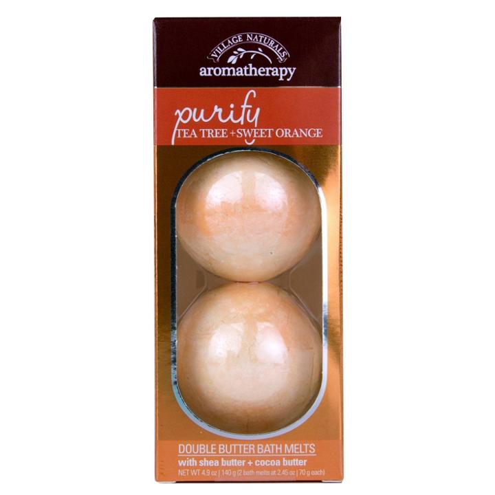 Village Naturals Double Butter Bath Melts - Purify Tea Tree-sweet Orange