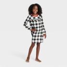 Kids' Holiday Buffalo Check Flannel Matching Family Pajamas Nightgown - Wondershop White