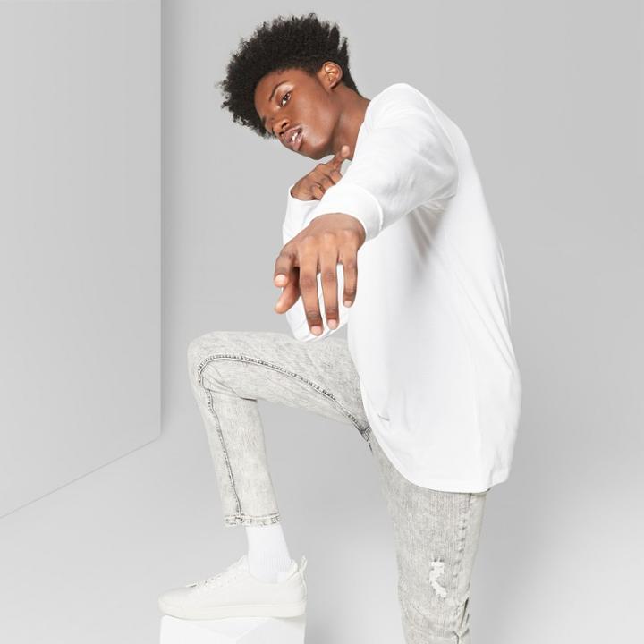 Target Men's Long Sleeve Boxy T-shirt - Original Use White