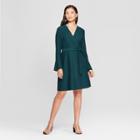 Women's Bell Sleeve Clip Spot Wrap Dress - Spenser Jeremy - Green