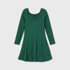 Girls' Rib-knit Long Sleeve Dress - Art Class Green