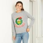 Women's The Grinch Merry Grinchmas Holiday Long Sleeve Graphic T-shirt - Gray