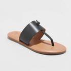Women's Amelia Faux Leather Slide Sandals - A New Day Black