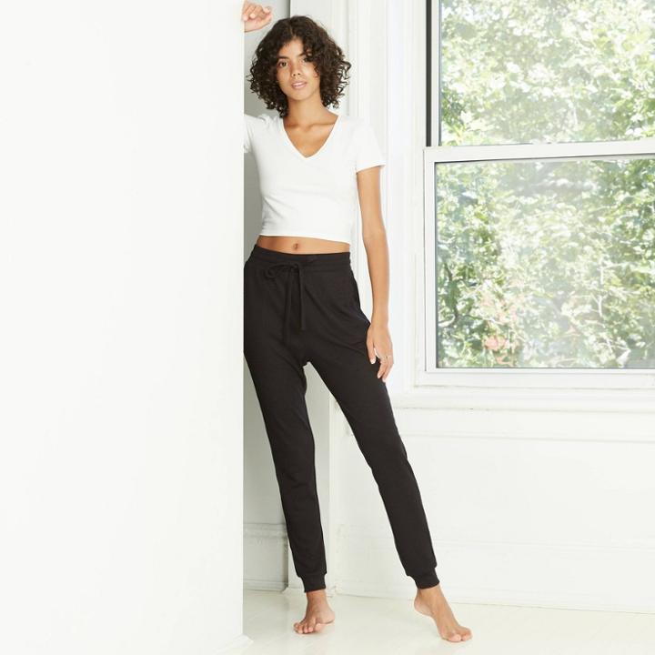 Women's High-rise Waffle Knit Jogger Pants - Wild Fable Black