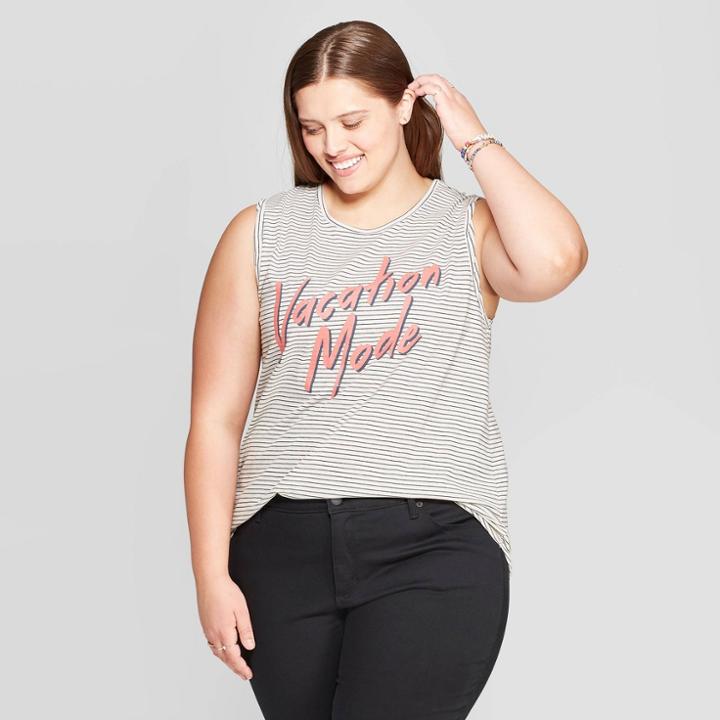 Women's Vacation Mode Plus Size Graphic Tank Top - Zoe+liv (juniors') - Black