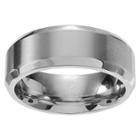 Men's Territory Brushed Center Wedding Band In Titanium - Silver,