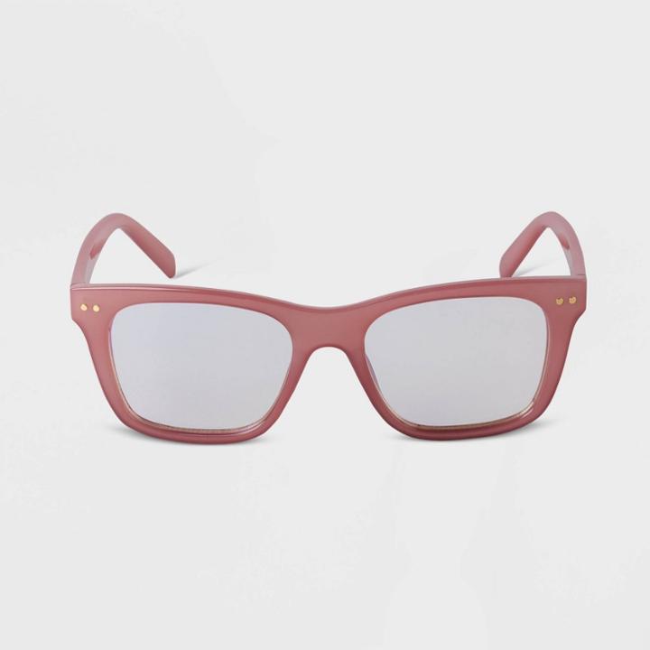 Women's Angular Blue Light Filtering Reading Glasses - A New Day Burgundy