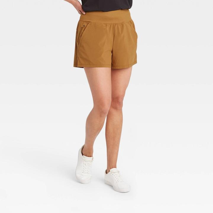 Women's Knit Waist Stretch Woven Shorts - All In Motion Toffee