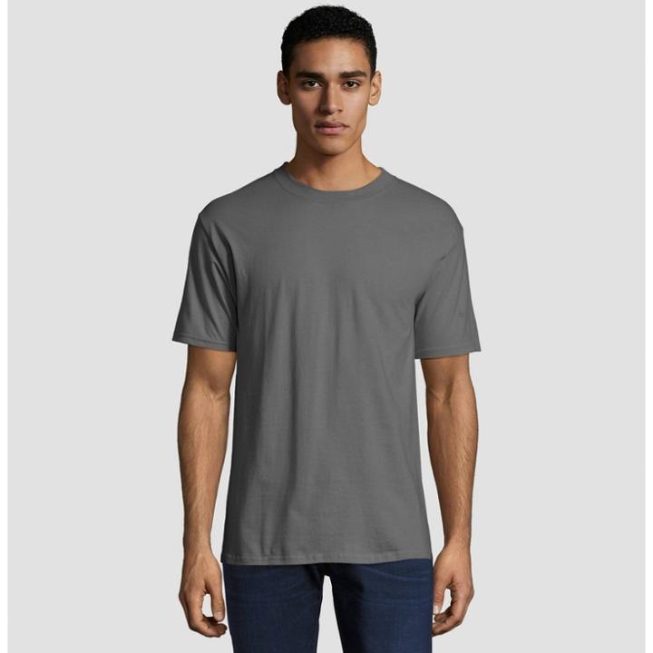 Petitehanes Men's Short Sleeve Beefy T-shirt - Smoke S, Size: